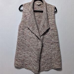 LOFT Outlet Petite Large Gray/Light Pink Hue Knit Flecked Sweater Vest Women's
